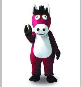 Costumes de mascotte de cheval rouge pour Halloween, Version classique, personnage de dessin animé, robe de carnaval unisexe pour adultes, femmes et hommes