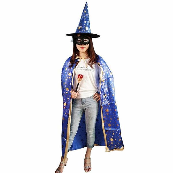 Halloween Cape Cosplay Dress Up Set Adulte Mascarade Satin Tissu Cinq Étoiles Cape Cape WCW750