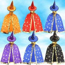 Ensemble de chapeaux et Cape d'halloween pour enfants, Cape de sorcière bronzante, accessoire de Cosplay, Costume M4183
