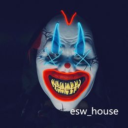 Halloween clown masker met lichten volwassen maat volledige omslag grappige feestprops maskers 3 verlichtingsmodi