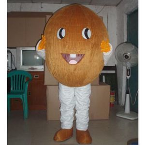 Costume de mascotte de noix de coco d'Halloween de qualité supérieure Personnaliser le personnage de thème d'anime de télévision de dessin animé Taille adulte Carnaval Noël Robe de soirée fantaisie
