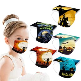 Halloween-kleur printen beschermend masker drielaags wegwerp kinderstofmasker