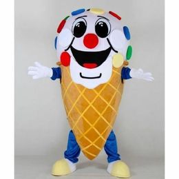 Costume de mascotte de crème glacée colorée d'Halloween