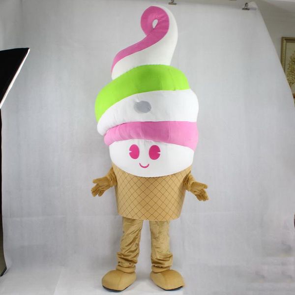 Costume de mascotte de crème glacée colorée d'Halloween, personnage de thème animé de dessin animé de qualité supérieure, carnaval unisexe, taille adulte, fête d'anniversaire de Noël, tenue d'extérieur