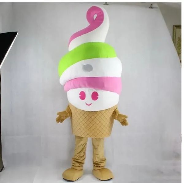 Costumes de mascotte de crème glacée colorée d'halloween, tenue de personnage de dessin animé d'halloween, tenue de fête de noël en plein air unisexe