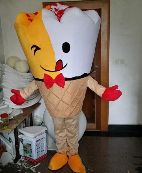 Costume de mascotte de crème glacée d'Halloween de qualité supérieure Personnage de thème animé de dessin animé Carnaval Unisexe Adultes Tenue Robe de fête d'anniversaire de Noël