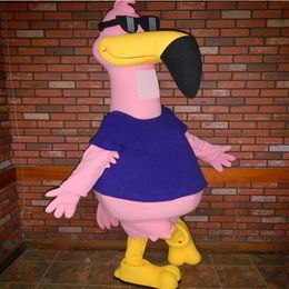 Traje de mascote de flamingo rosa legal de Halloween, personagem de tema de desenho animado de alta qualidade, personagem de tema de carnaval de Natal, trajes extravagantes258u