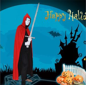 Halloween Coplay Devil Cloak Party Cosplay Dames Cape Death Cloak Adult Kids Ghost Kostuums Dubbellaags Zwart Rode Vampier Cowl met GLB