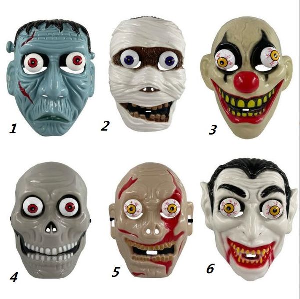 Halloween Cospaly Máscaras de terror Divertido disfraz de payaso Cráneo vampiro demonio Máscara facial Fiesta festiva Primavera Globo ocular máscara de parodia