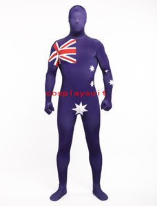 Halloween cosplay drapeau australien drôle Catsuit Costume Lycar spandex corps Zentai Costume scène costumes club fête combinaison