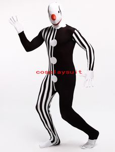 Halloween Cosplay Blackwhite Striped Clown Catstumes Costume Lycar Spandex Body Zentai Suit Costumes Costumes Club Party Suit