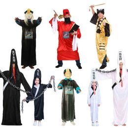Halloween cosplay Chinese spookkostuum comfortabel unisex volwassen vakantiekostuum polyester cos zombie taoïstische rollenspel J220720