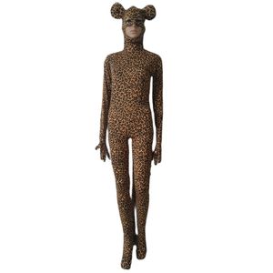 Halloween cosplay kostuum dier luipaardpatroon panty's jumpsuit bodysuit fancy zentai pakken rug zipper