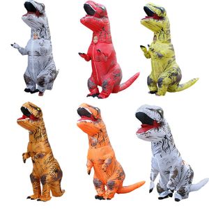 Halloween cosplay kostuum voor volwassen kinderen dinosaurus opblaasbare kostuums blazen t-rex mascotte partij rollenspel disfaces q0910