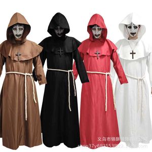 Halloween cosplay kostuum middeleeuwse monnik gewaad tovenaar priester podium