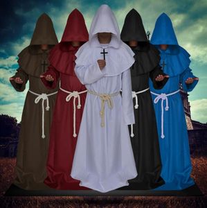 Costume de cosplay d'Halloween vintage robes de moine médiévales cape de vampire maléfique cape chrétienne fête du festival adulte magicien à capuche robe de frère Anime