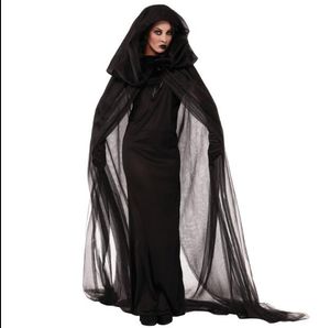 Halloween kostuum volwassen kinderen mantel heks zwarte dood cloak vampier maskerade