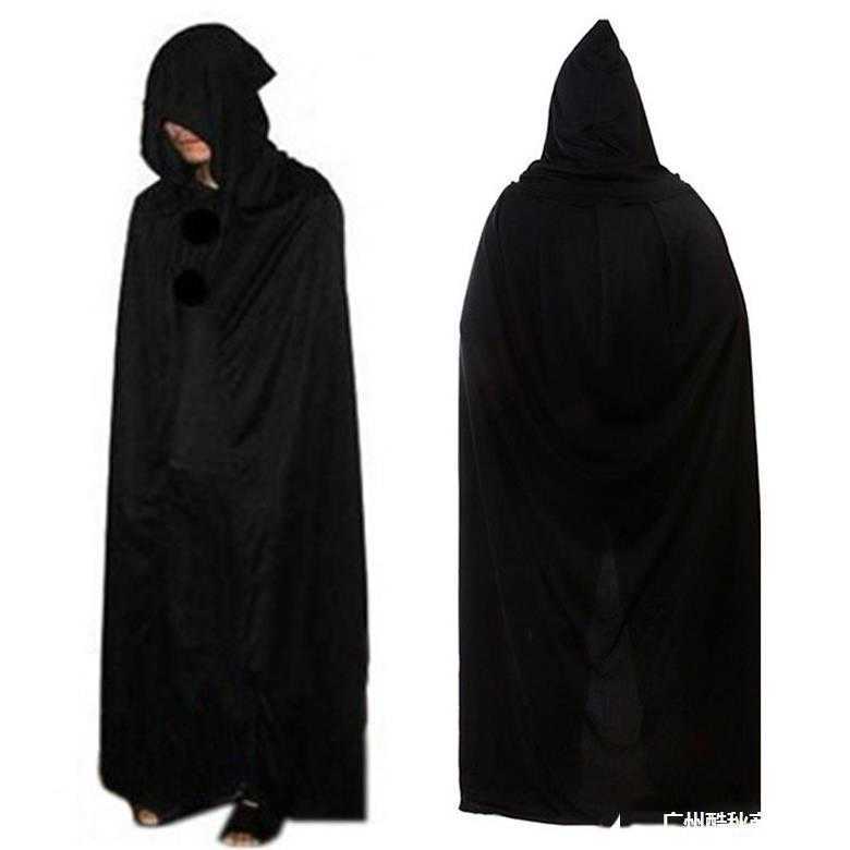 Black Halloween Cloak for Adults and Children - Male Wizard robe peaky blinders with Dead Vampire Cosplay Design
