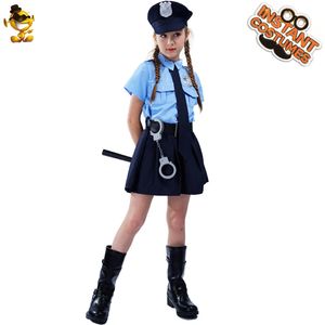 Halloween kostuum kinderpolitie kostuum cosplay meisjes pops uniformen meisjes slanke fit politieagesuniformen