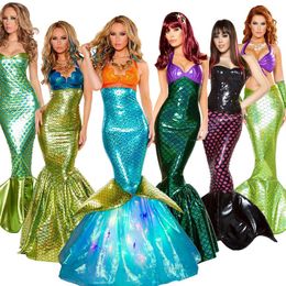 Halloween Kostuum Cosplay Volwassen Cosplay Zeemeermin Prinses Jurk Sexy Wrap Borst Zeemeermin Staart Rok Voor women312P