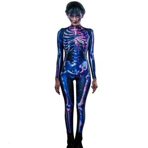 Costume d'halloween, Costume de Cosplay, Costume d'horreur de bal d'halloween, Costume de squelette humain, collant, combinaison pour femmes