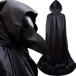 Halloween-kostuum Death Black Cloak Cosplay Black Bird Mondmasker Volledige set Halloween Masquerade Party-kostuums voor volwassenen, unisex-cosplay