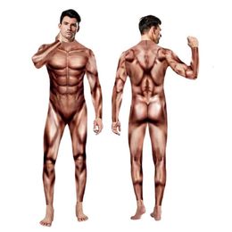 Disfraz de Halloween para hombre, mono con estampado de músculos humanos, músculo Abdominal, Cosplay masculino, fiesta de celebración de carnaval, ropa para Hombres