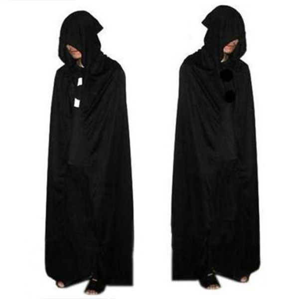 Disfraz de Halloween tejido de punto Teatro Prop Death Hoody Cloak Devil Long Tippet Cape Black FedEx DHL gratis
