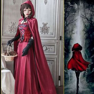 Costume d'Halloween petit chaperon rouge sorcière fantôme mariée cape magique blanche neige Cosplay Dressing croisé