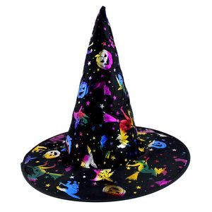 Costume d'Halloween costume de robe de maquillage magnifique chapeau de sorcière chapeau de sorcière chapeau d'or chaud accessoires de performance pour adultes chapeau de sorciers