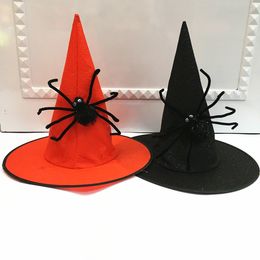 Costume d'Halloween Chapeau de Sorcière avec Noir Fluffy Spider Wizard Cap Party Favor Taille Unique KDJK2307