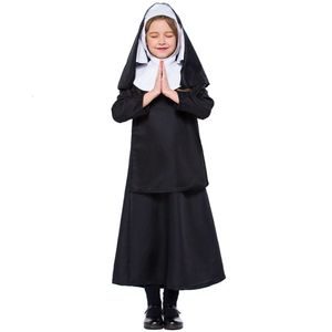 Costume d'Halloween Femmes Designer Costume Cosplay Costumes de couleur Costumes de nonnes noires pour enfants d'Halloween Costumes de théâtre pour filles Cosplay