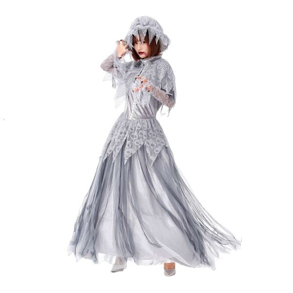 Disfraz de Halloween Mujer Diseñador Disfraz de Cosplay Ropa de Color Estilo japonés Esqueleto Fantasma Novia Festival de Fantasmas de Halloween Ropa de Cosplay Princesa de Encaje