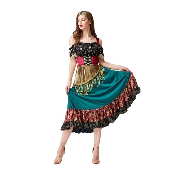 Disfraz de Halloween para mujer, disfraz de Cosplay de diseñador, espectáculo de Todos los Santos, disfraz de Flamenco, puesta en escena gitana, adivino