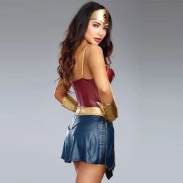 Costumes d'Halloween adultes cos Wonder Woman Costumes de scène Vêtements en cuir mon héros universitaire