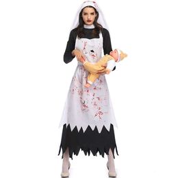 Halloween-kostuums Cos Horror Sexy Grappig volwassenen en kinderen M-XL Vampire Demon Terror Nun Dress Party Dress Nieuwe Halloween-jurk