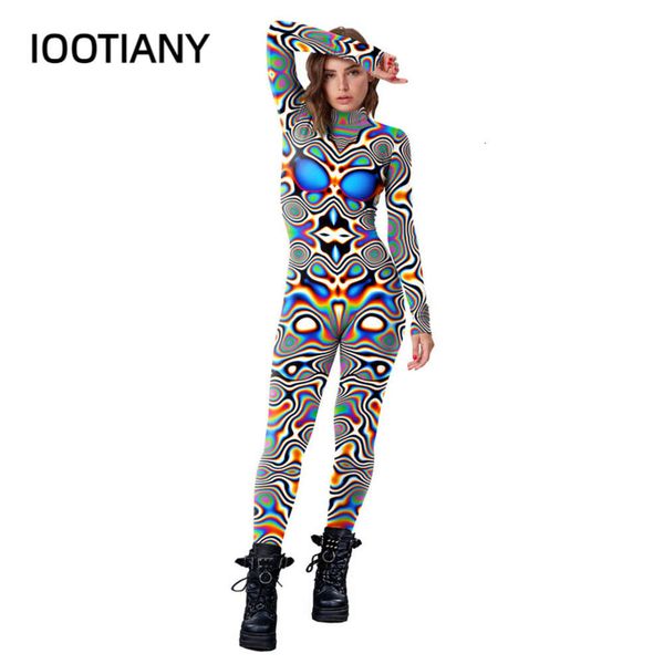 Disfraces de Halloween para mujeres Carnaval Cyberpunk Steampunkartistic Pattern Sexy Slim Mono Performance Zentai BodyDisfraces de anime