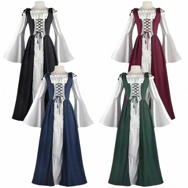 Costumes d'Halloween pour femmes Costumes sexy médiévaux Robes de la Renaissance pour adultes Robes de carnaval Party Costume de corset victorien irlandais Cosplay Vêtements XS-3X o5OW #