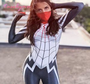 Halloween -kostuums voor dames superheldenfilm Cindy Moon kostuums Cosplay Spider Silk Cosplay Bodysuit 2203229033360