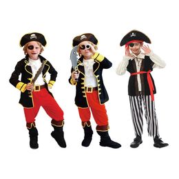 Halloween kostuums kinderen jongens piraten kostuum kinderen kapitein jack cosplay set voor kerstjaar purim piraat kleding 240510