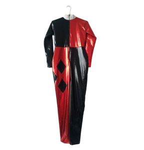 Costumes d'Halloween club de fête brillant métallisé noir coutures rouges Sexy filles Zentai Catsuit mode Funy combinaisons fermeture à glissière avant