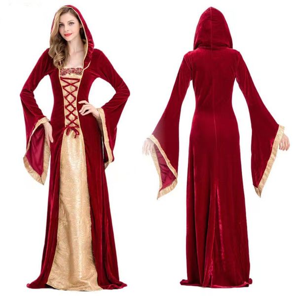 Costumes d'Halloween Femmes Vobus cosplay Costumes robe médiévale robe femmes Robe Robe princesse reine costume velours courte de femme de chambre