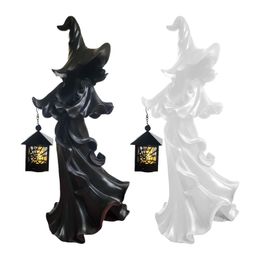 Halloween Cracker Barrel Ghost Witch Messenger met Lantaarn Ghost Standbeeld Ornament