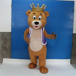 Disfraces de la mascota del oso de la corona de Halloween Vestido de fiesta de lujo de Navidad Traje de personaje de dibujos animados Traje Adultos Tamaño Carnaval Pascua Tema publicitario Ropa