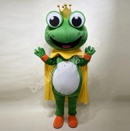 Costume de mascotte de grenouille de couronne d'Halloween de haute qualité personnaliser le personnage de thème d'anime de dent en peluche de dessin animé taille adulte robe de fantaisie de carnaval de Noël