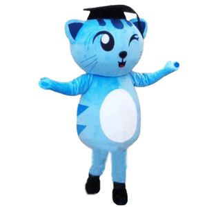 Halloween Costume de mascotte de chat bleu mignon