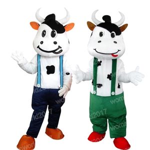 Costume de mascotte de vache mignonne d'Halloween, tenue de personnage de dessin animé, tenue pour adultes, tenue de carnaval de Noël, robe fantaisie pour hommes et femmes