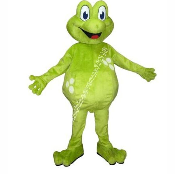 Costume de mascotte de grenouille verte mignonne d'Halloween, personnage de thème de dessin animé de haute qualité, carnaval, taille adulte, fête d'anniversaire de Noël, tenue fantaisie pour hommes et femmes