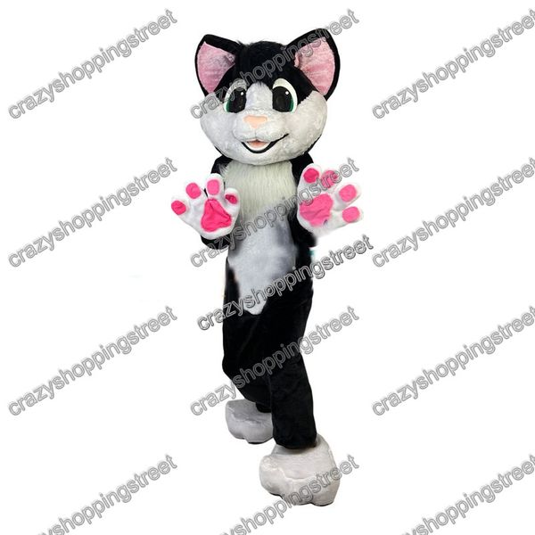 Disfraz de Mascota de gatito lindo de Halloween, personaje temático de animal de dibujos animados, fiesta de Carnaval de Navidad, disfraces de fantasía, traje de exterior de tamaño adulto