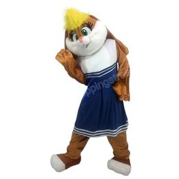 Costume de mascotte de fille de lapin mignon d'Halloween de qualité supérieure Personnage de thème d'anime de dessin animé Taille adulte Carnaval de Noël Fête d'anniversaire Tenue d'extérieur